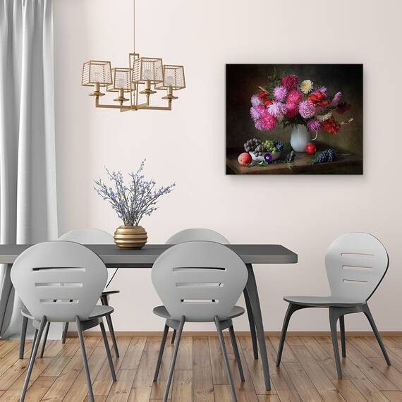 Tablou Canvas - Natura Moarta, Vara, Struguri, Boabe, Fructe De Padure, Ulcior, Marime: 40 x 50 cm - 4- Roveli