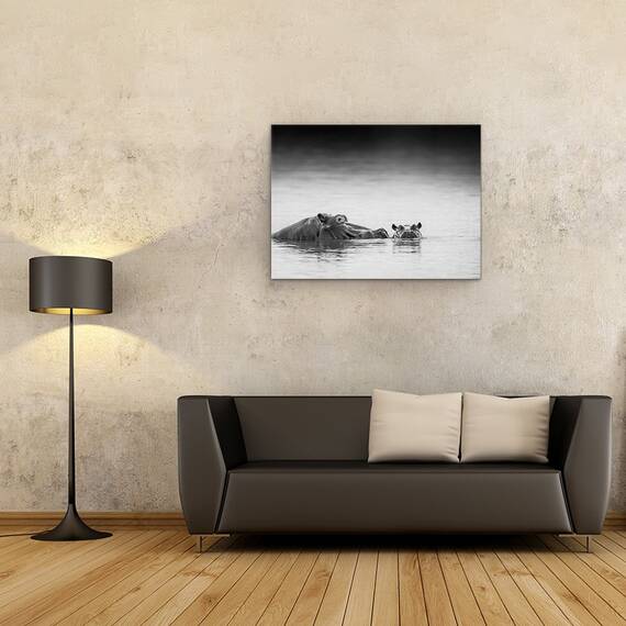Tablou Canvas - Nivelul Ochilor, Hipopotam, Marime: 60 x 80 cm - 2- Roveli