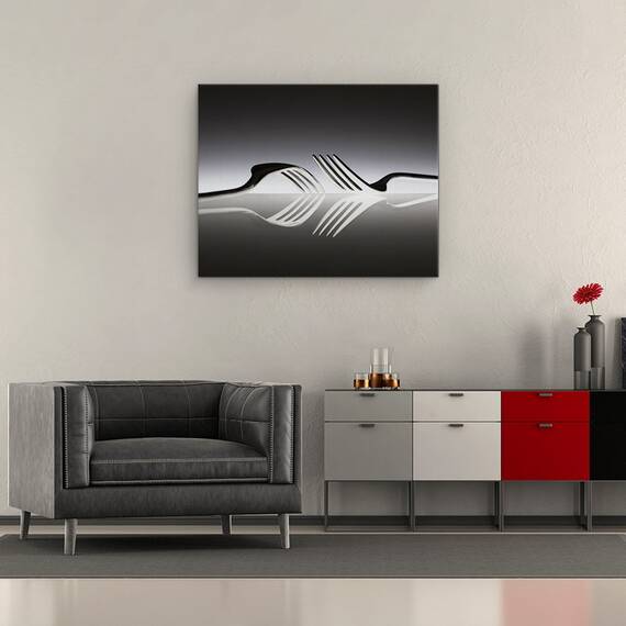 Tablou Canvas - Opusi, Furculite, Opus, Reflectie, Natura Statica, Opozitie, Tacamuri, Marime: 40 x 50 cm - 2- Roveli