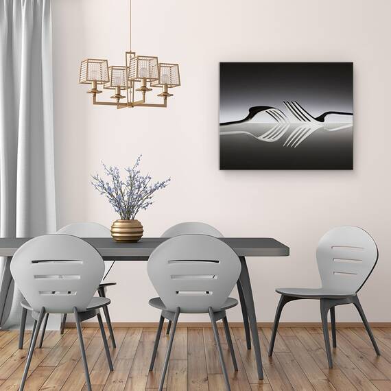 Tablou Canvas - Opusi, Furculite, Opus, Reflectie, Natura Statica, Opozitie, Tacamuri, Marime: 40 x 50 cm - 4- Roveli
