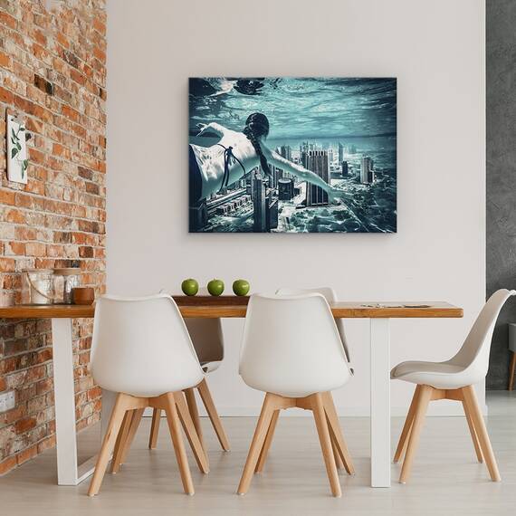 Tablou Canvas - Scafandru Oras, Dubai, Visand, Turcoaz, Scufundari, Marime: 60 x 80 cm - 4- Roveli