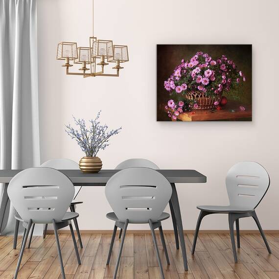 Tablou Canvas - Un Cos Cu Flori, Roz, Floare, Cos, Buchet, Marime: 40 x 50 cm - 4- Roveli