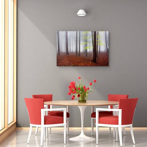 Tablou canvas - Abia trezit, Peisaj, Padure, Albastru, Ceata, Marime: 40 x 60 cm - 4- Roveli