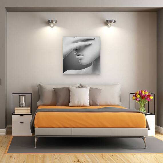 Tablou Canvas - Alb, Fata, Portret, Mana, Timid, Marime: 60 x 60 cm - 3- Roveli