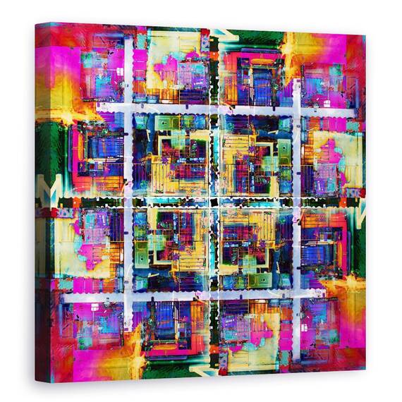 Tablou Canvas - Annecy 8, Abstract, Colorat, 60 x 60 cm, Marime: 90 x 90 cm - - Roveli