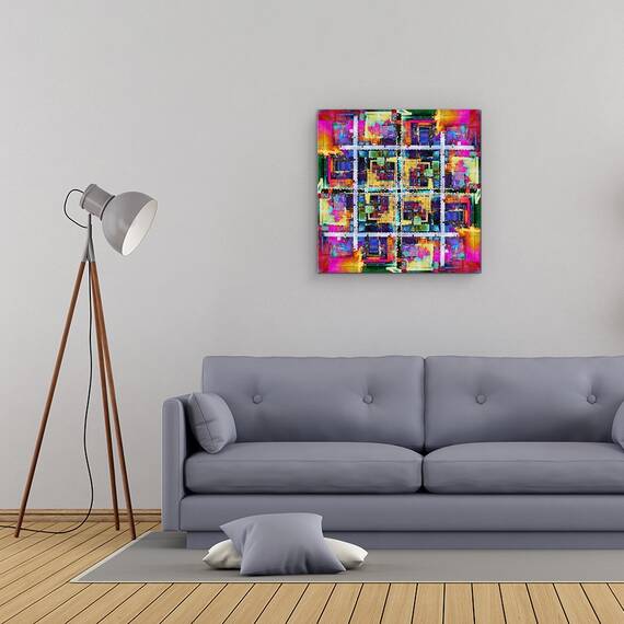 Tablou Canvas - Annecy 8, Abstract, Colorat, 60 x 60 cm, Marime: 90 x 90 cm - 2- Roveli