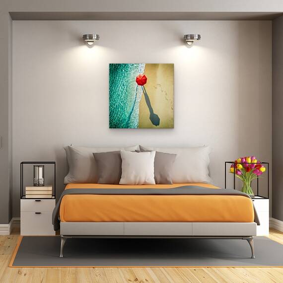 Tablou Canvas - Apa Adanca, Rosu, Umbrela, Mare, Ocean, Umbra, Marime: 60 x 60 cm - 3- Roveli