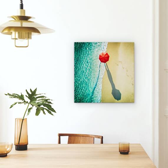 Tablou Canvas - Apa Adanca, Rosu, Umbrela, Mare, Ocean, Umbra, Marime: 60 x 60 cm - 4- Roveli