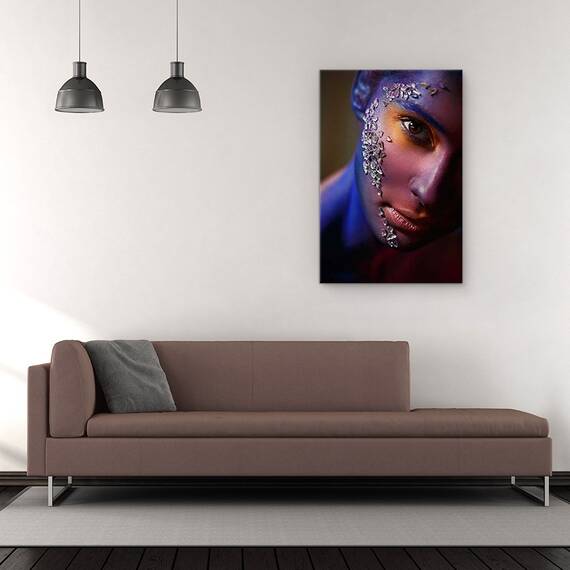Tablou Canvas - Aschii, Portret, Fata, Ochi, Machiaj, Diamante, Marime: 60 x 90 cm - 2- Roveli