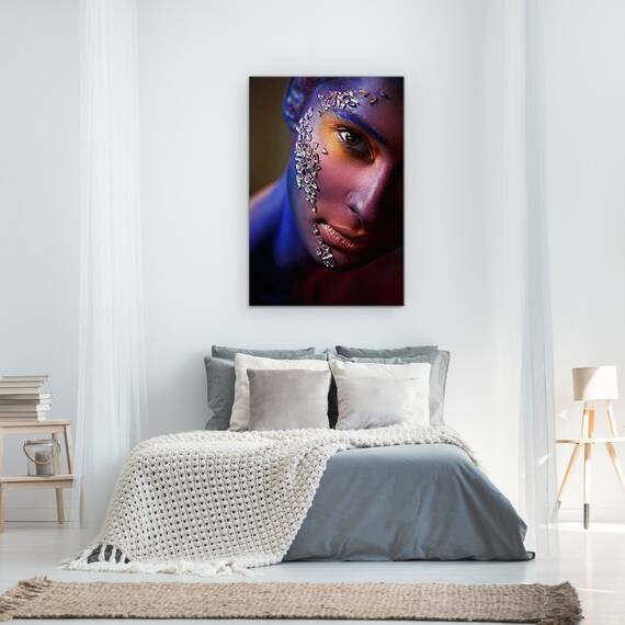 Tablou Canvas - Aschii, Portret, Fata, Ochi, Machiaj, Diamante, Marime: 60 x 90 cm - 3- Roveli