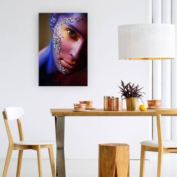 Tablou Canvas - Aschii, Portret, Fata, Ochi, Machiaj, Diamante, Marime: 60 x 90 cm - 4- Roveli