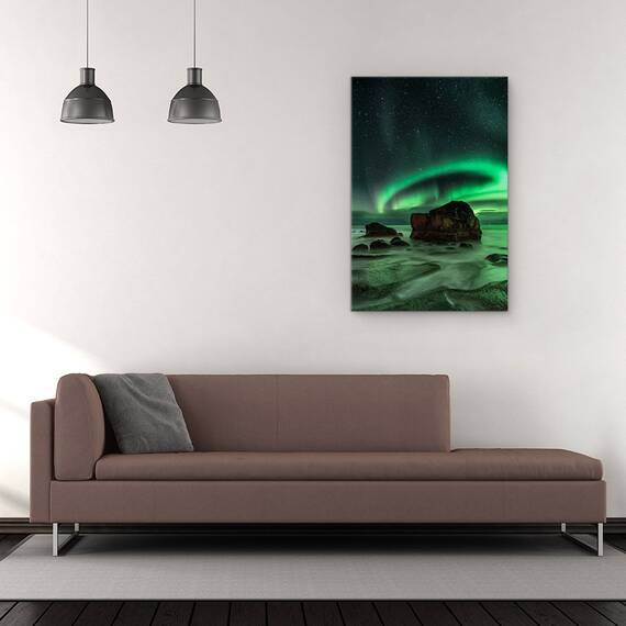 Tablou Canvas - Aurora, Uttakleiv, Aurora, Borealis, Lofoten, Norvegia, Uttakleiv, Marime: 60 x 90 cm - 2- Roveli