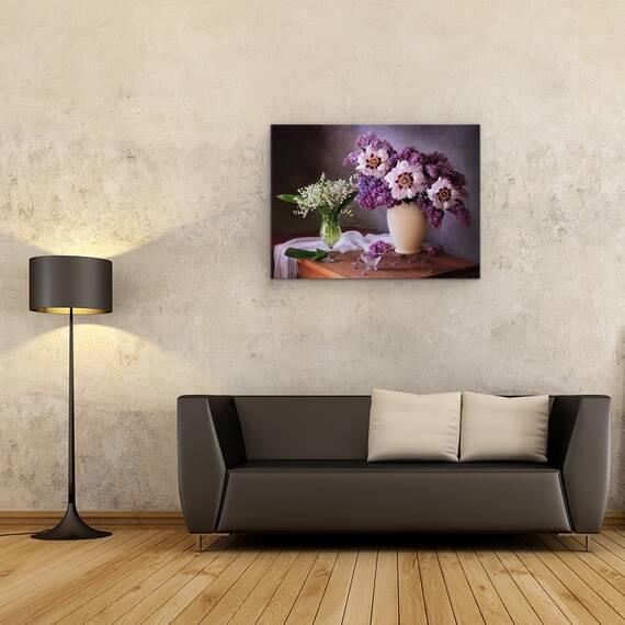 Tablou Canvas - Buchet De Bujori, Natura Moarta, Flori, Lalele, Marime: 50 x 70 cm - 2- Roveli
