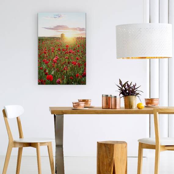 Tablou Canvas - Campuri De Mac Din Suedia, Flori, Maci, Soare, Suedia, Rosu, Marime: 60 x 90 cm - 4- Roveli