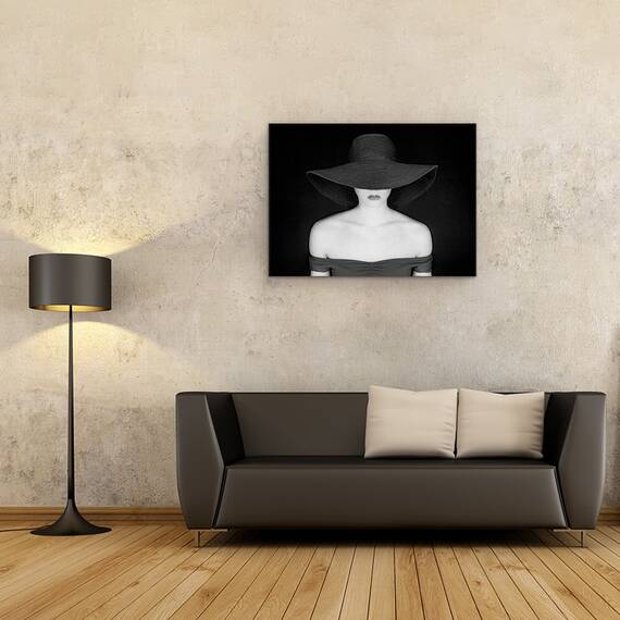 Tablou Canvas - Chic, Femeie, Palarie, Moda, Buzele, Model, Marime: 50 x 70 cm - 2- Roveli