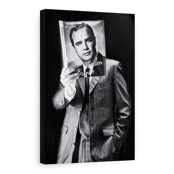 Tablou Canvas - Citind Ca Un Star De Cinema, Marlon, Brando, Book, Handsome, Man, Marime: 60 x 90 cm - - Roveli