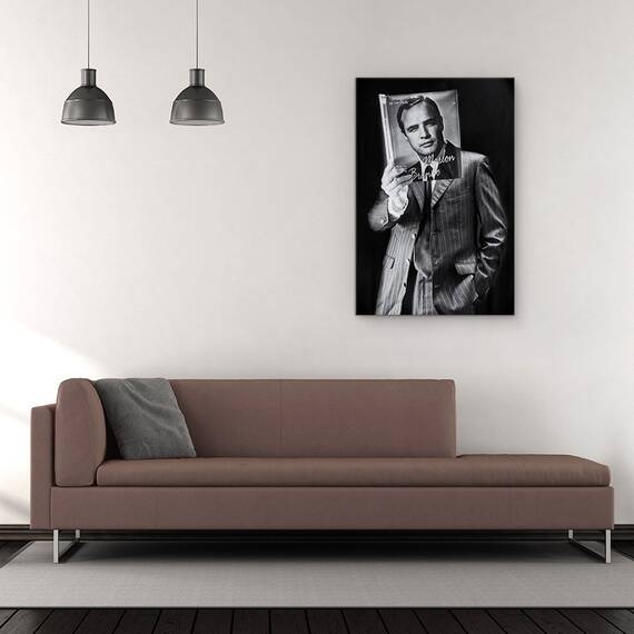 Tablou Canvas - Citind Ca Un Star De Cinema, Marlon, Brando, Book, Handsome, Man, Marime: 60 x 90 cm - 2- Roveli