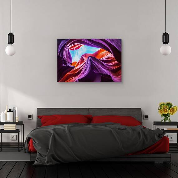 Tablou canvas - Coborare magica in canionul din Antelope, Peisaj, Piatra, Violet, Rosu, Marime: 40 x 60 cm - 3- Roveli