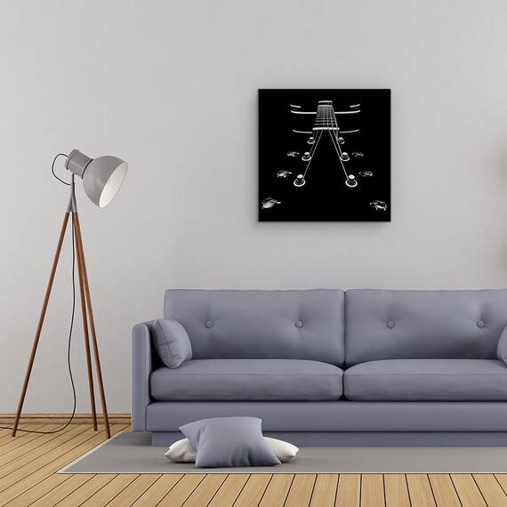 Tablou Canvas - Copilul Meu Nou, Chitara, Instrument, Contrast, Grafic, Marime: 60 x 60 cm - 2- Roveli
