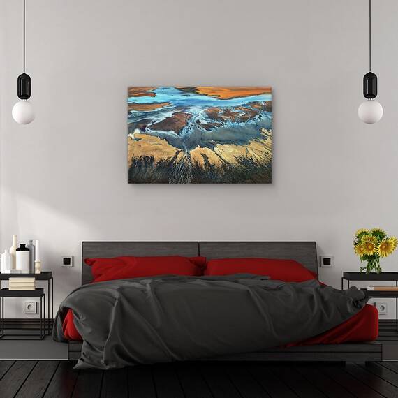 Tablou canvas - Desertul californian vazut de sus, Peisaj, Sua, Desert, Rau, Marime: 40 x 60 cm - 3- Roveli