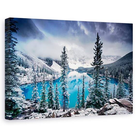 Tablou canvas - Dimineti albastre, Melancolii matinale, Peisaj, Lac, Albastru, Munte, Marime: 40 x 60 cm - - Roveli