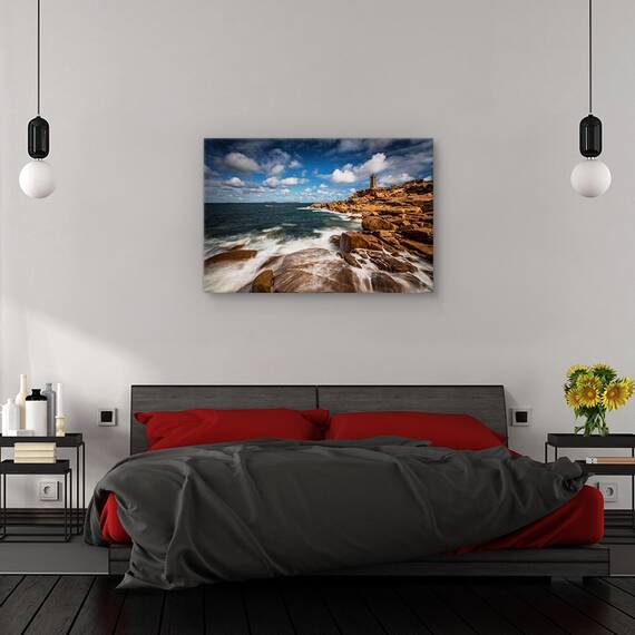 Tablou canvas - Farul din Ploumanac'h, Peisaj, Bretagne, Franta, Coasta, Marime: 40 x 60 cm - 3- Roveli