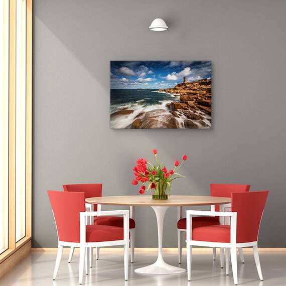 Tablou canvas - Farul din Ploumanac'h, Peisaj, Bretagne, Franta, Coasta, Marime: 40 x 60 cm - 4- Roveli