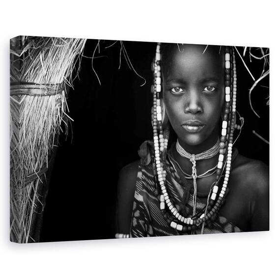Tablou canvas - Fata din Mursi, Oameni, Femeie, Indigen, Africa, Marime: 40 x 60 cm - - Roveli