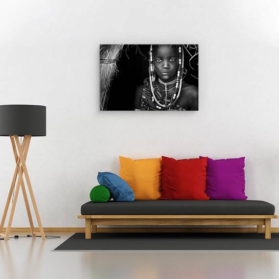 Tablou canvas - Fata din Mursi, Oameni, Femeie, Indigen, Africa, Marime: 40 x 60 cm - 2- Roveli