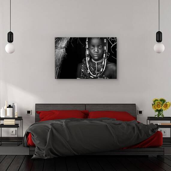 Tablou canvas - Fata din Mursi, Oameni, Femeie, Indigen, Africa, Marime: 40 x 60 cm - 3- Roveli