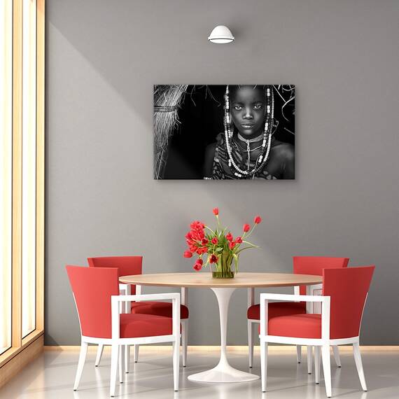 Tablou canvas - Fata din Mursi, Oameni, Femeie, Indigen, Africa, Marime: 40 x 60 cm - 4- Roveli