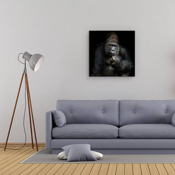 Tablou Canvas - Imho ...., Gorila, Grijuliu, Puternic, Contemplare, Ganditor, Marime: 60 x 60 cm - 2- Roveli