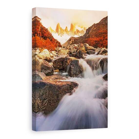 Tablou Canvas - Impresie De Toamna, Patagonia, Munti, Roci, Apa, Paradis, Marime: 60 x 90 cm - - Roveli