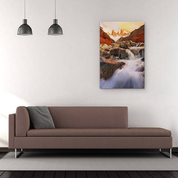 Tablou Canvas - Impresie De Toamna, Patagonia, Munti, Roci, Apa, Paradis, Marime: 60 x 90 cm - 2- Roveli