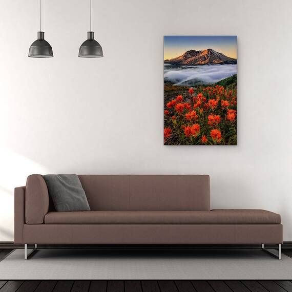 Tablou Canvas - Inflorit, Rasarit De Soare, Munte, Floare, Ceata, Dimineata, Marime: 60 x 90 cm - 2- Roveli