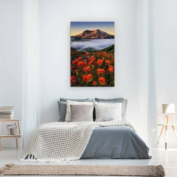 Tablou Canvas - Inflorit, Rasarit De Soare, Munte, Floare, Ceata, Dimineata, Marime: 60 x 90 cm - 3- Roveli