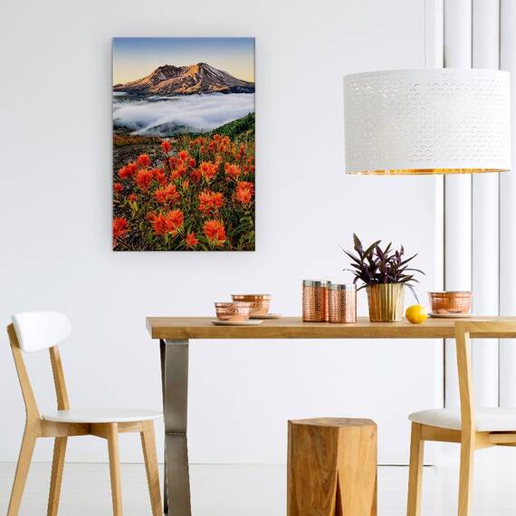 Tablou Canvas - Inflorit, Rasarit De Soare, Munte, Floare, Ceata, Dimineata, Marime: 60 x 90 cm - 4- Roveli