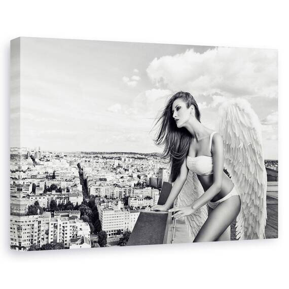 Tablou canvas - Inger, Portret, Femeie, Aripi, Acoperis, Marime: 40 x 60 cm - - Roveli
