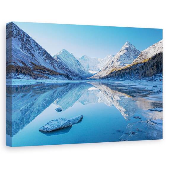Tablou canvas - Lacul Akkem, Peisaj, Munte, Zapada, inghet, Marime: 60 x 90 cm - - Roveli