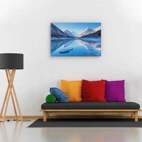 Tablou canvas - Lacul Akkem, Peisaj, Munte, Zapada, inghet, Marime: 60 x 90 cm - 2- Roveli
