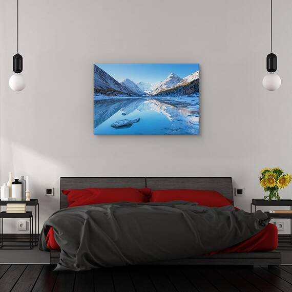 Tablou canvas - Lacul Akkem, Peisaj, Munte, Zapada, inghet, Marime: 60 x 90 cm - 3- Roveli