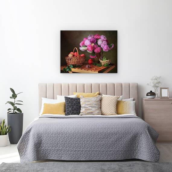 Tablou Canvas - Natura Moarta Colorata 4, Mar, Mere, Fructe, Struguri, Marime: 50 x 70 cm - 3- Roveli