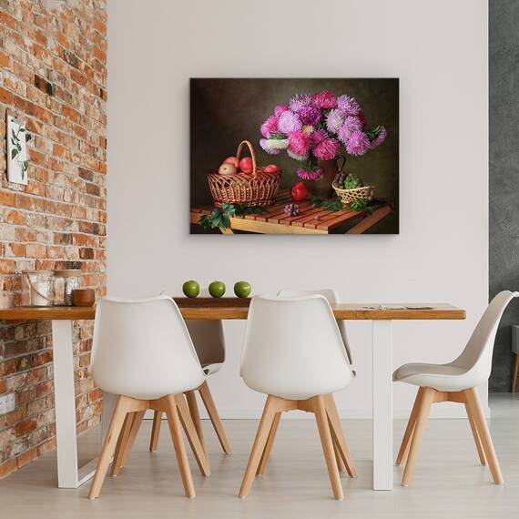 Tablou Canvas - Natura Moarta Colorata 4, Mar, Mere, Fructe, Struguri, Marime: 60 x 80 cm - 4- Roveli