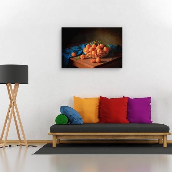 Tablou canvas - Natura moarta cu caise, Rustic, Cos De Fructe, Marime: 60 x 90 cm - 2- Roveli
