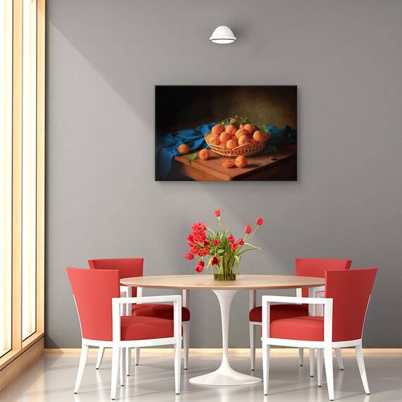Tablou canvas - Natura moarta cu caise, Rustic, Cos De Fructe, Marime: 60 x 90 cm - 4- Roveli