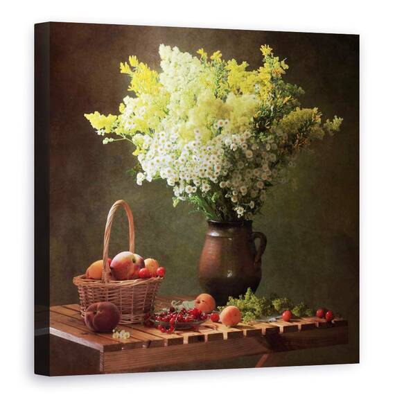 Tablou Canvas - Natura Moarta Alba, Marime: 60 x 60 cm - - Roveli