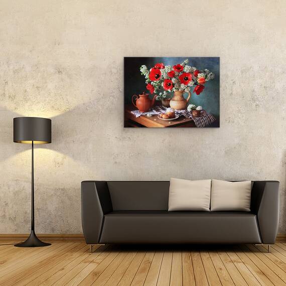 Tablou Canvas - Natura Moarta Cu Flori De Primavara, Lalele, Marime: 60 x 80 cm - 2- Roveli