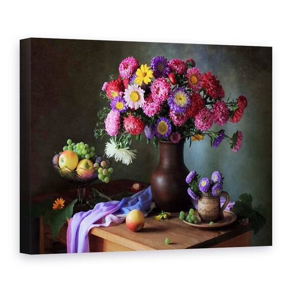 Tablou Canvas - Natura Moarta Cu Un Buchet De Lalele, Marime: 50 x 70 cm - - Roveli