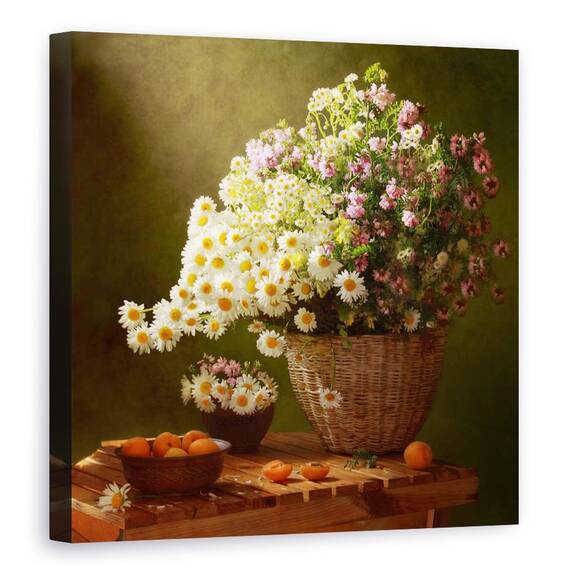 Tablou Canvas - Natura Moarta Cu Un Cos De Flori Salbatice, Marime: 60 x 60 cm - - Roveli
