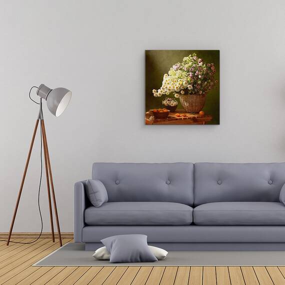Tablou Canvas - Natura Moarta Cu Un Cos De Flori Salbatice, Marime: 60 x 60 cm - 2- Roveli